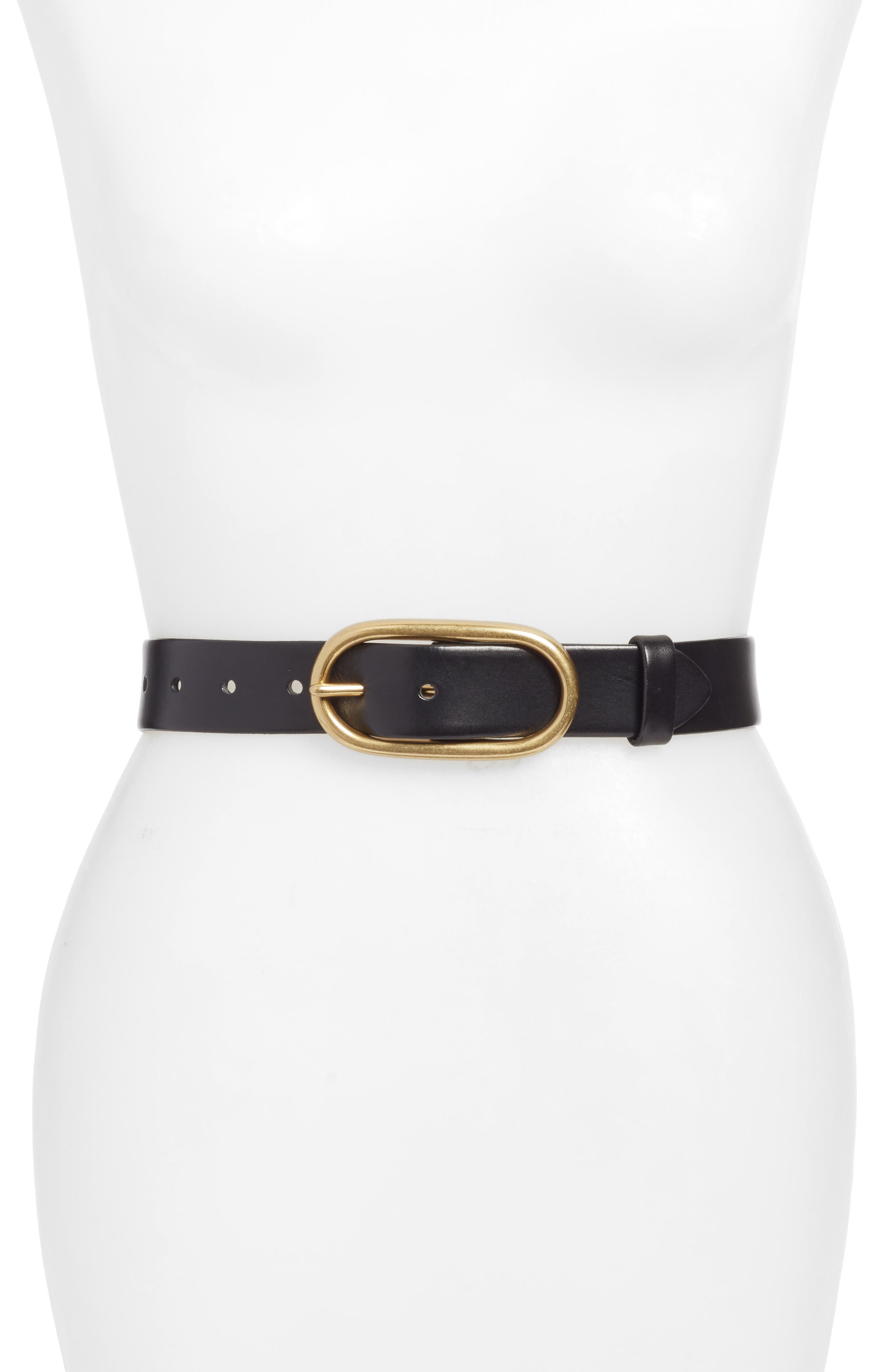 Black gold stretch belt for women with rose buckle