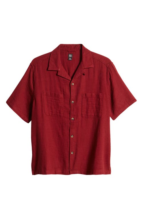 Crinkle Cotton Gauze Camp Shirt in Red