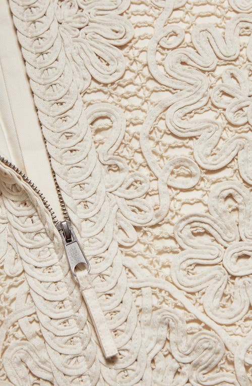 & Other Stories Soutache Embroidered Mesh Bomber Jacket In Off White