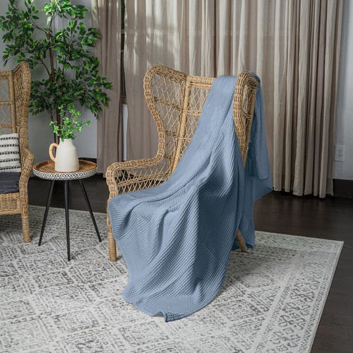 Comfy Cubs Adult Waffle Blanket In Pacific Blue