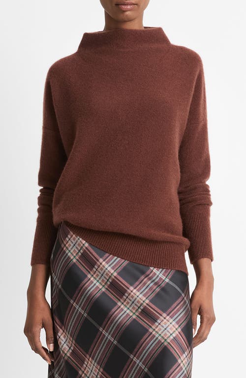 Vince Boiled Cashmere Funnel Neck Pullover In Deep Rosewood