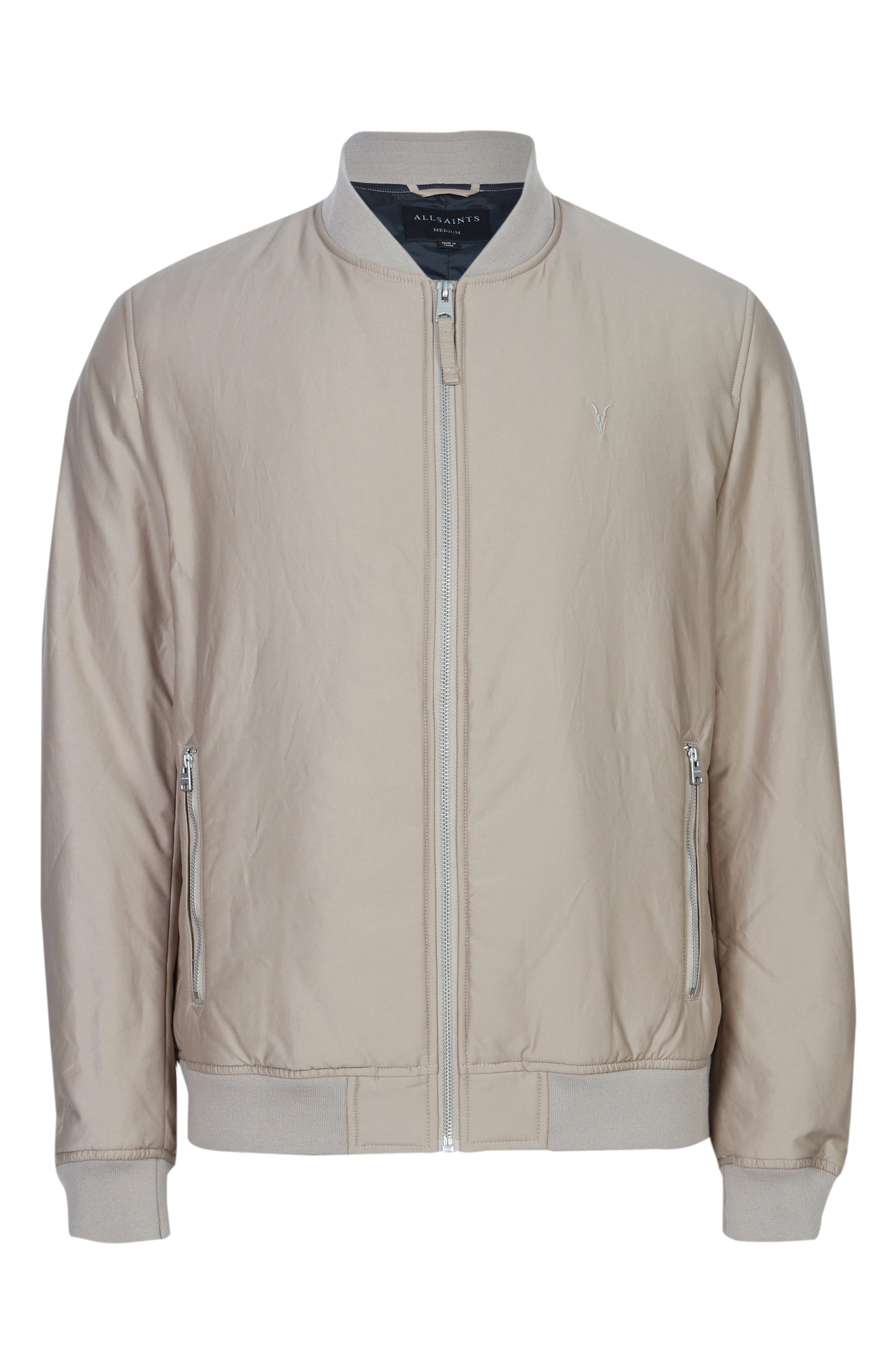 AllSaints Withrow Bomber Jacket in Stone Taupe Smart Closet