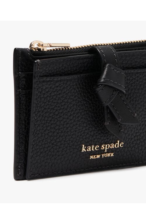 Shop Kate Spade New York Knott Pebbled Leather Card Case In Black