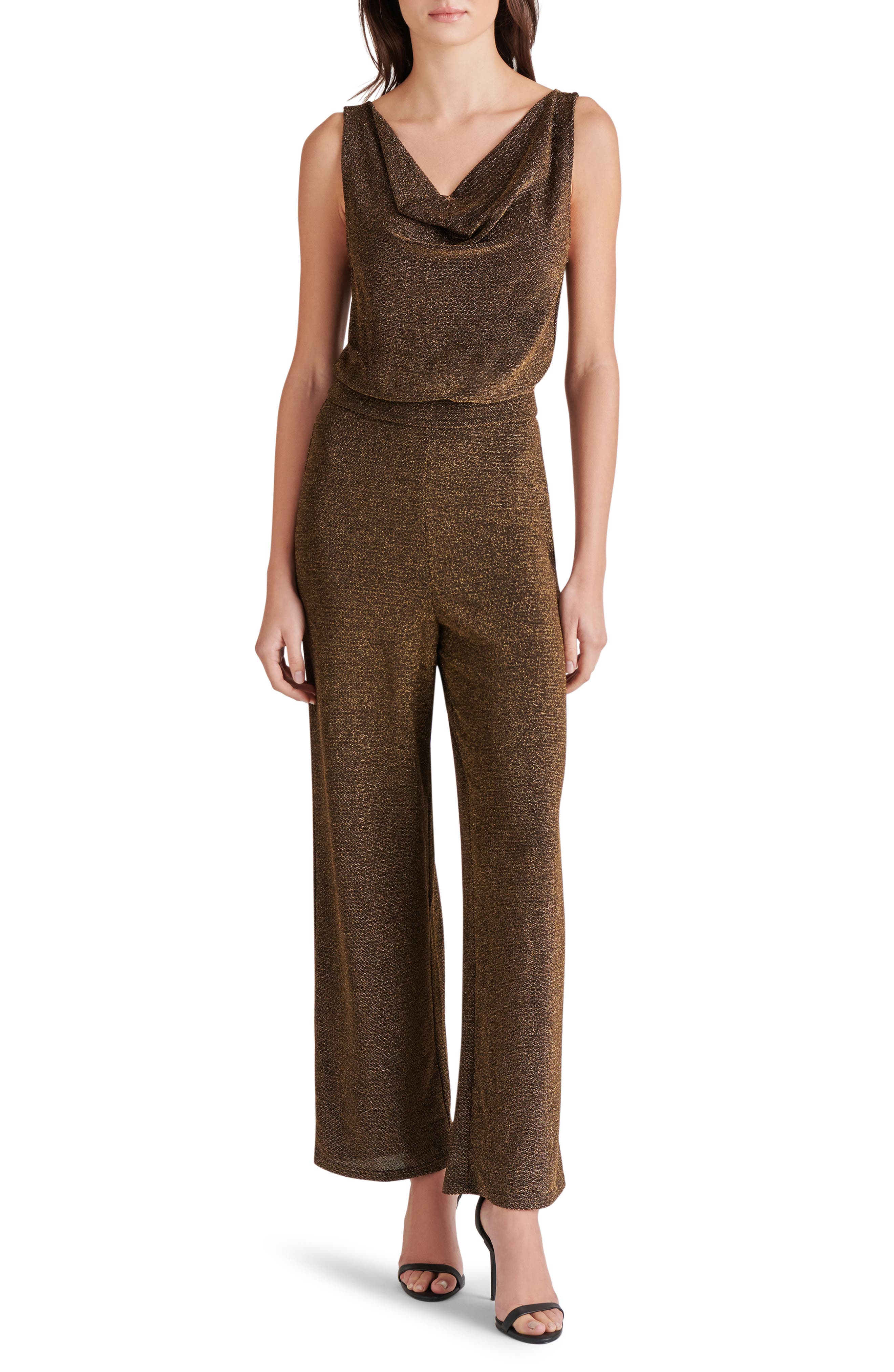 Bb Dakota By Steve Madden Metallic Wide Leg Jumpsuit In Gold