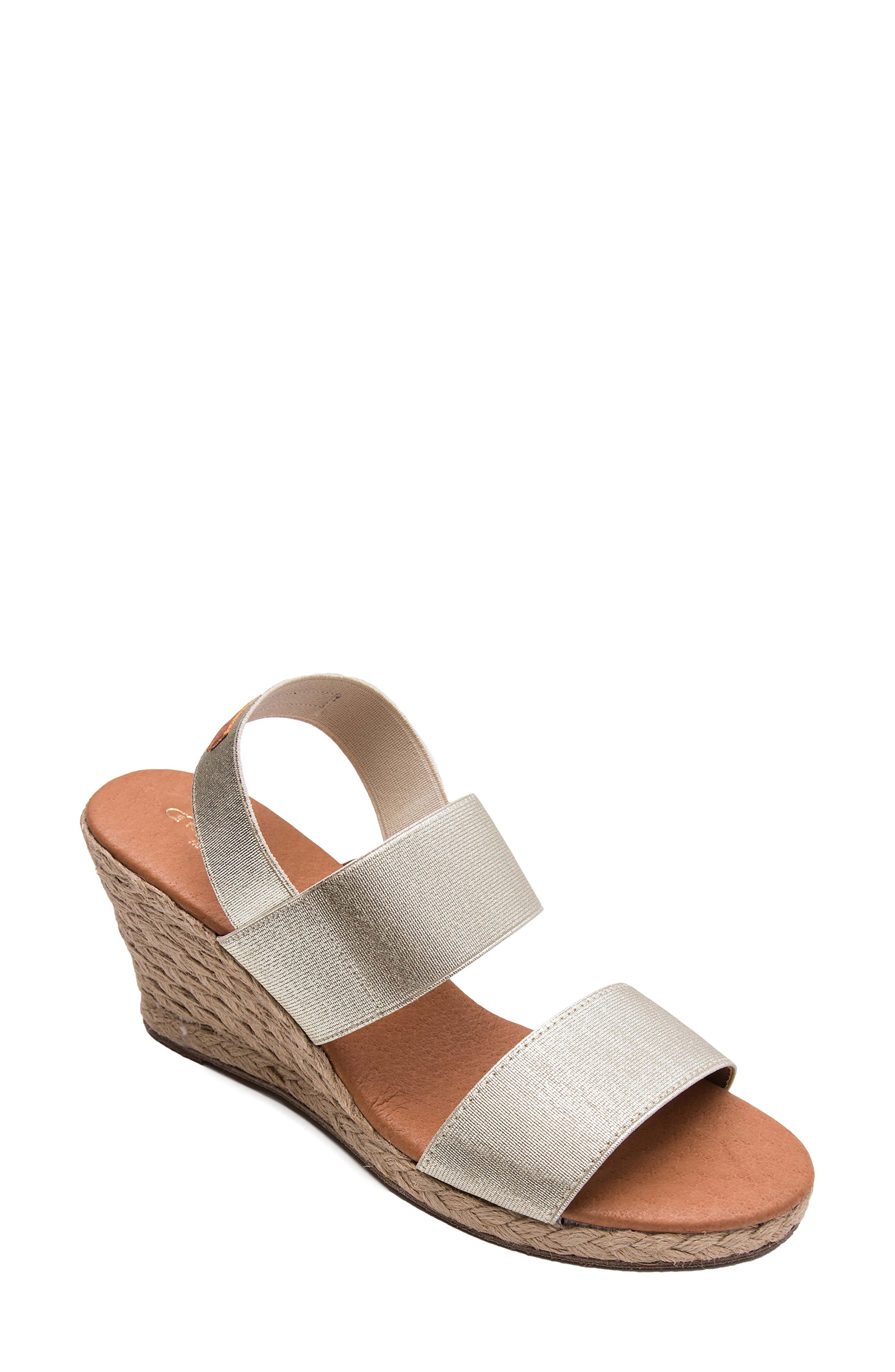 Andre Assous Allison Espadrille Wedge Sandal in Platino