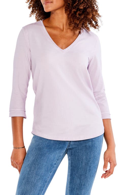 NIC+ZOE Rolled V-Neck T-Shirt in Lilac