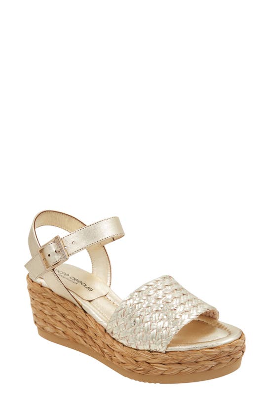 Andre Assous Carissa Ankle Strap Espadrille Platform Wedge Sandal In Platino