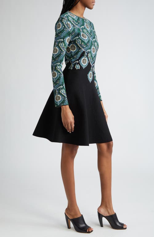 Shop Etro Paisley Jacquard Long Sleeve Sweater Dress In Green Paisley Print S9000