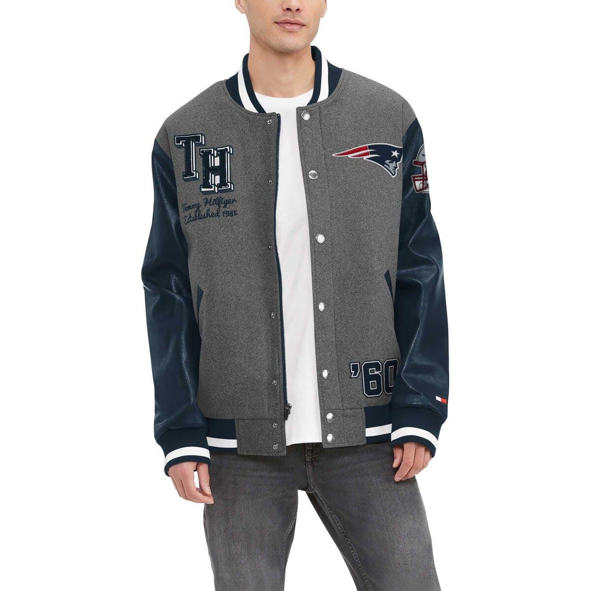 Tommy Hilfiger Men's Tommy Hilfiger Heather Gray/Navy New England Patriots Gunner Full-Zip 