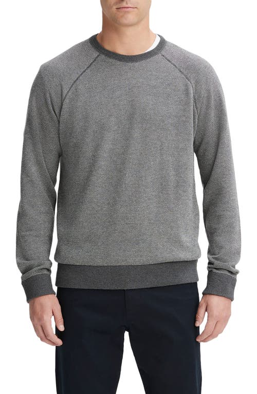 Vince Birdseye Jacquard Wool, Cotton & Cashmere Sweater In Med H Grey/deco Crea