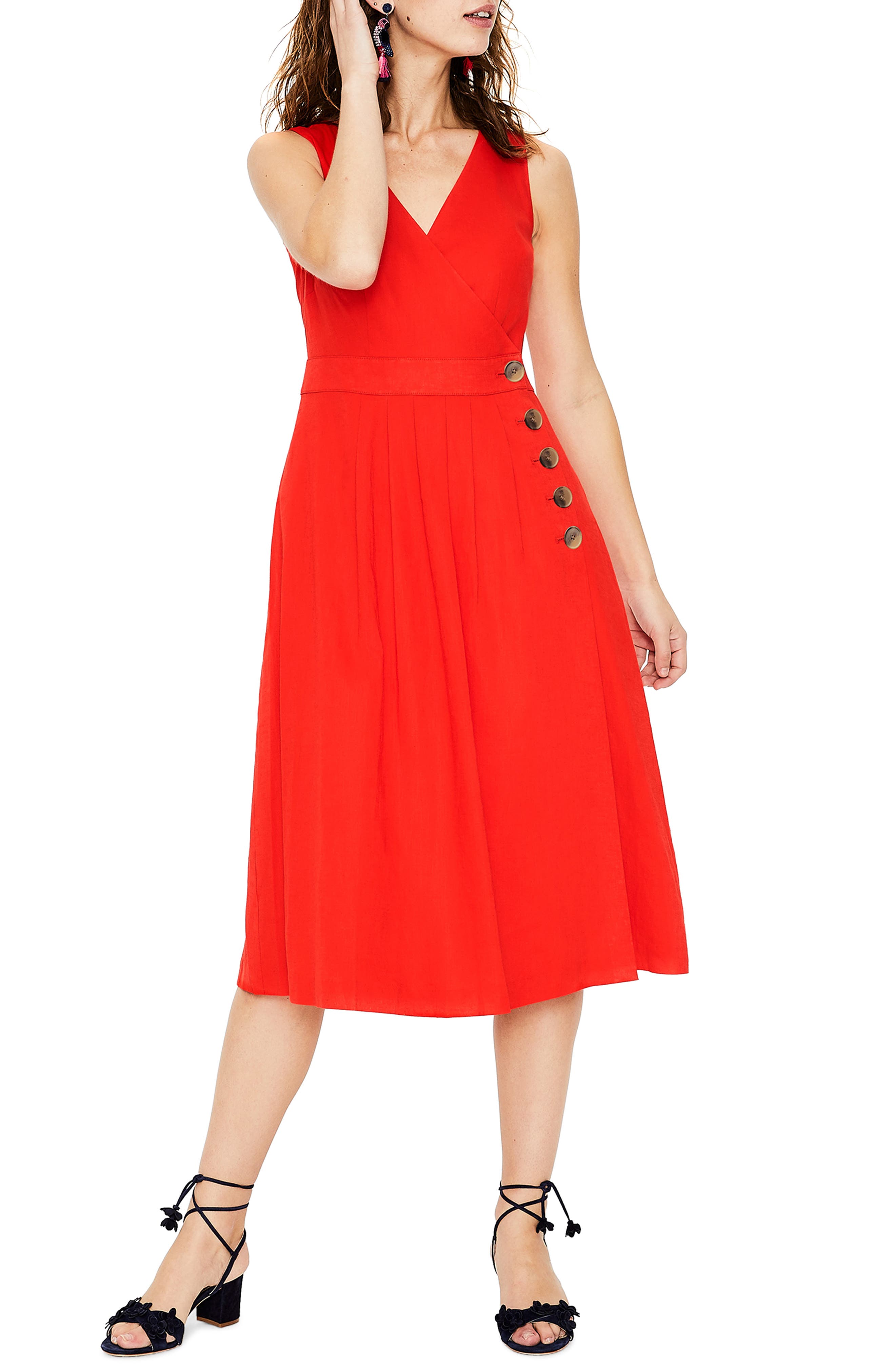 Boden Arwen Wrap Midi Dress, Red