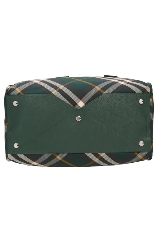 Shop Burberry Shield Check Nylon Duffle Bag In Ivy