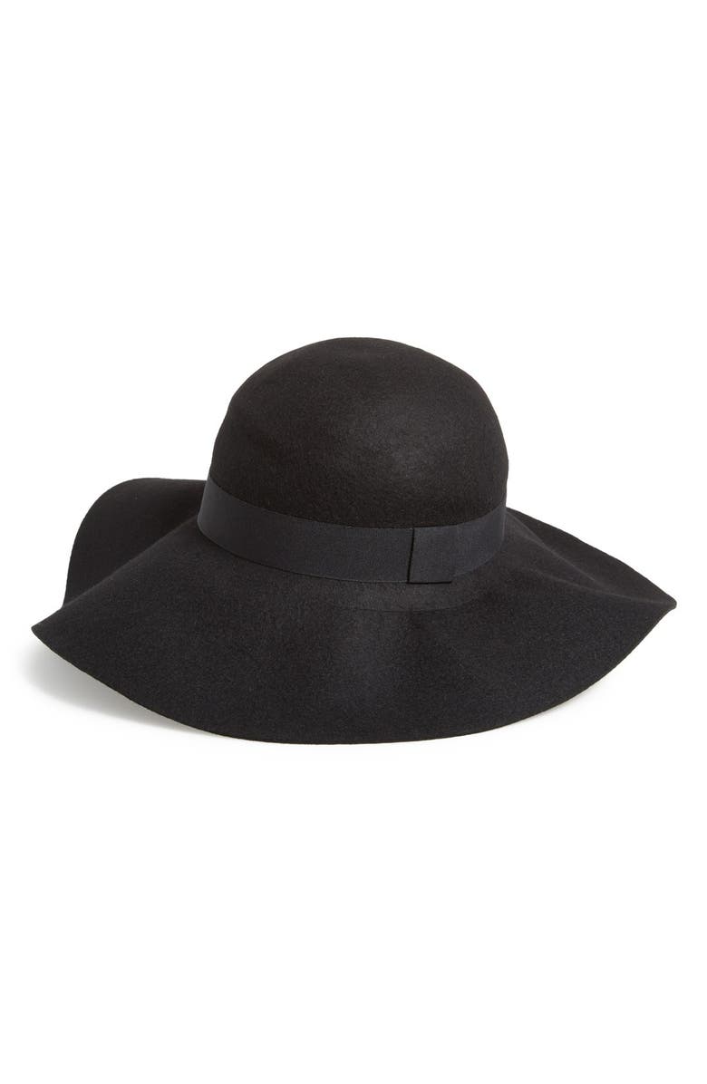 DAVID & YOUNG Floppy Felt Hat, Main, color, Black