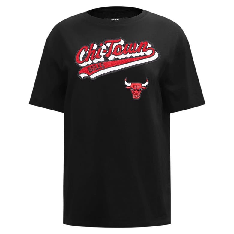 Shop Pro Standard Black Chicago Bulls Script Boyfriend T-shirt