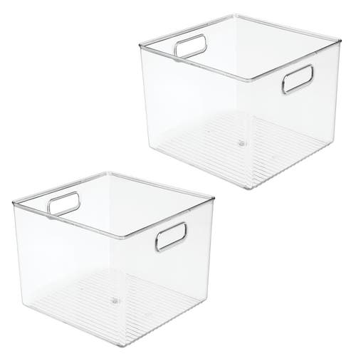 mDesign Small Office Plastic Storage Organizer Bin with Handles, 2 Pack in Clear at Nordstrom