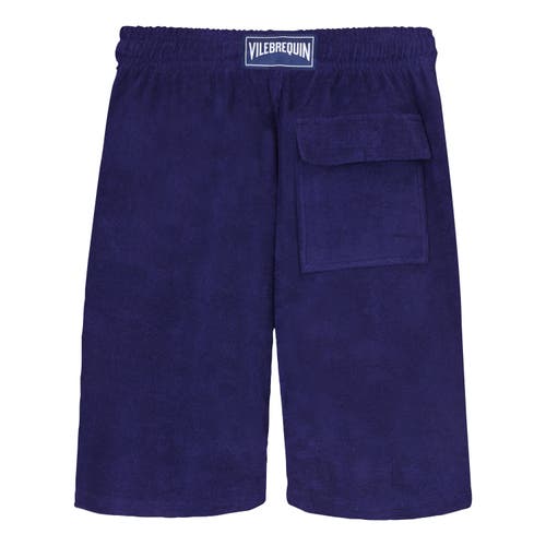 Shop Vilebrequin Solid Organic Terry Bermuda Short In Minuit