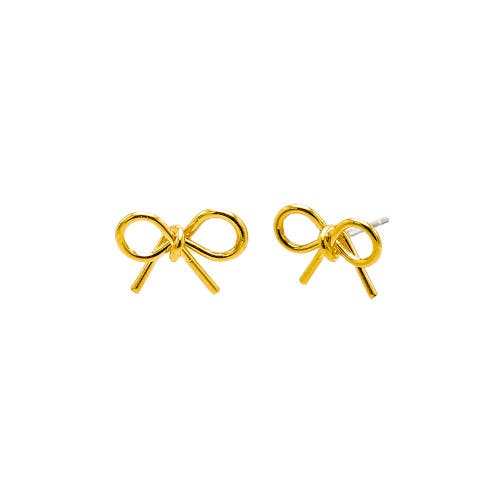 Shop Adina Eden By  Solid Bow Tie Stud Earring In Gold