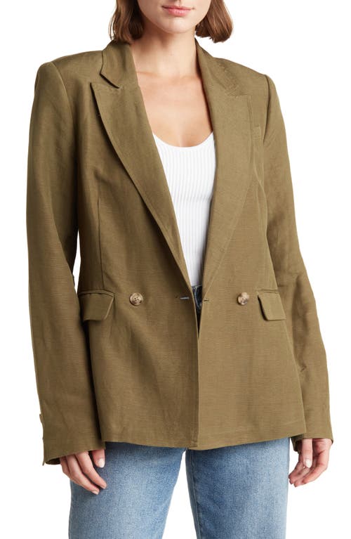 PAIGE Dawson Linen Blend Blazer in Army at Nordstrom, Size Medium