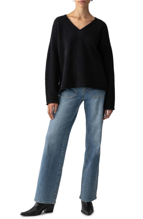 Shop Sanctuary Early Sunset Bouclé V-neck Sweater In Black