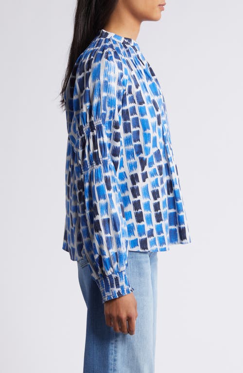 Shop Nic + Zoe Nic+zoe Brushstrokes Print Pullover Top In Blue Multi