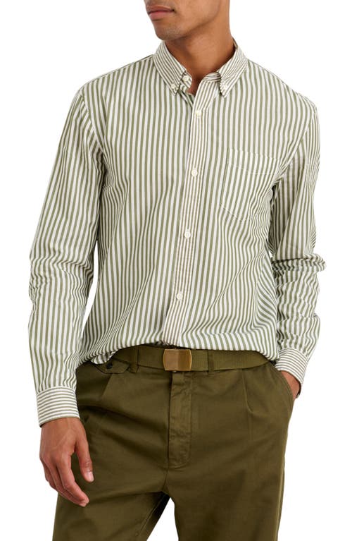 Alex Mill Stripe Poplin Button-Down Shirt in Olive