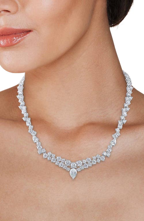 Shop Cz By Kenneth Jay Lane Round & Pear Cz Collar Necklace In Clear/silver
