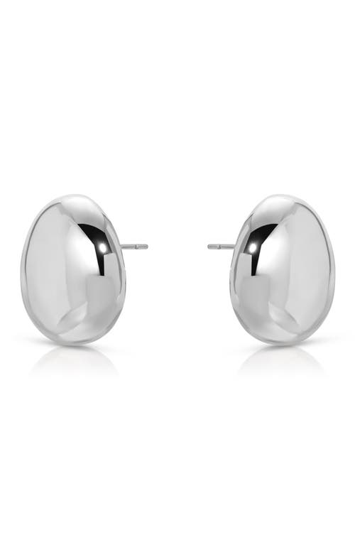 Polished Pebble Drop Earrings in Rhodium
