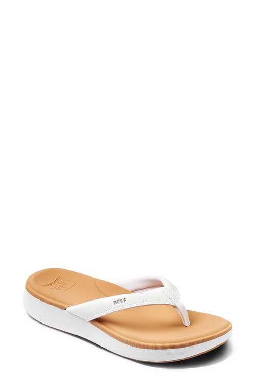 Reef Cushion Cloud Platform Flip Flop In White/tan