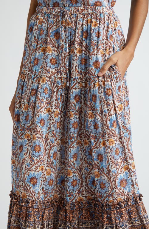 Shop Ulla Johnson Paige Floral Cotton Blend Maxi Skirt In Caspia