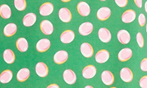 Shop Donna Morgan For Maggy Dot Print Ruffle Hem Stretch Cotton Minidress In Green/pink