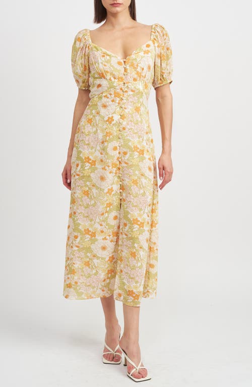 En Saison Annie Floral Midi Dress Yellow Multi at Nordstrom,