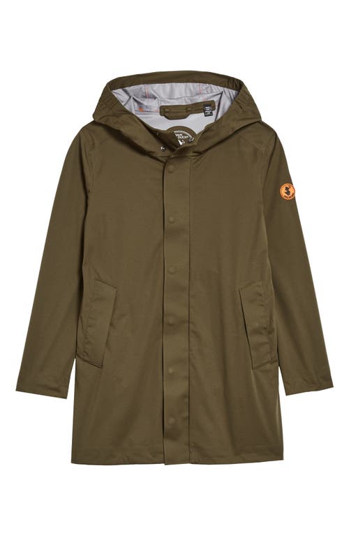 Save The Duck Hooded Rain Jacket in Dusty Olive