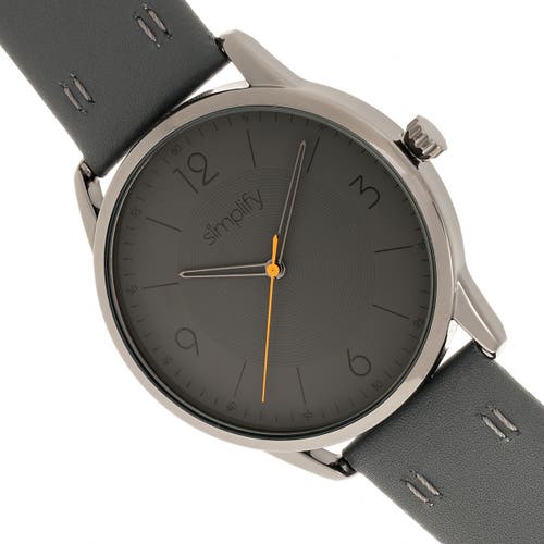 Simplify The 6300 Leather-band Watch In Charcoal