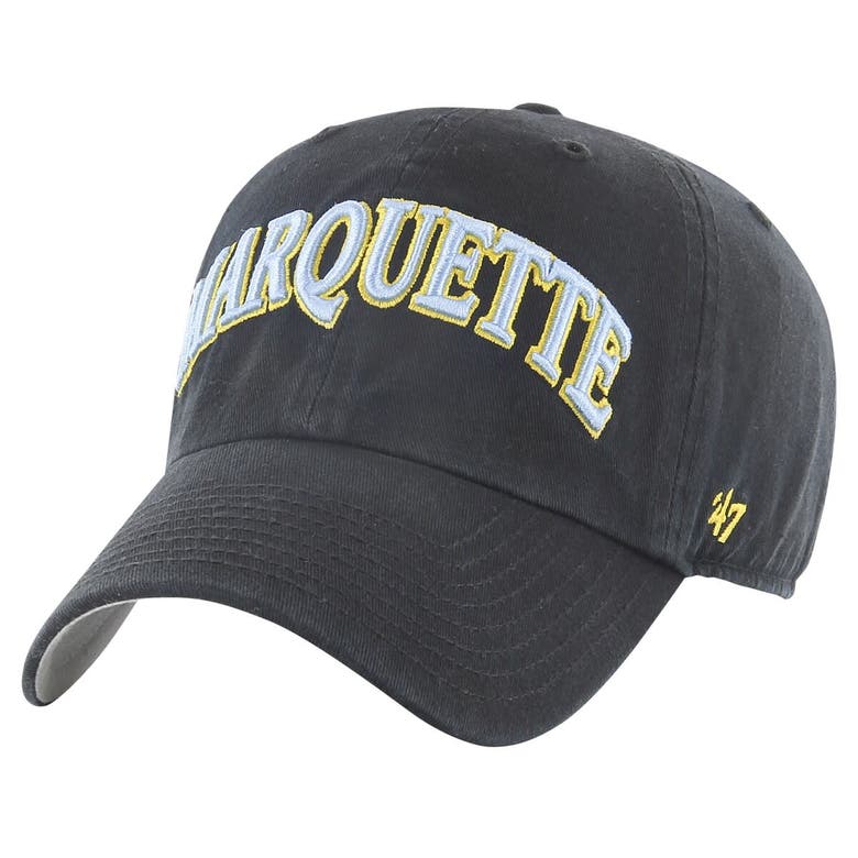 Shop 47 ' Black Marquette Golden Eagles Archie Script Adjustable Hat