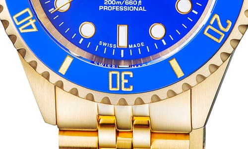 Shop Gevril Wall Street Gmt Bracelet Watch, 43mm In Gold/blue