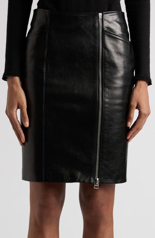 Shop Tom Ford Lux Zip Detail Goatskin Leather Skirt In Lb999 Black