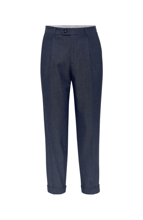 Shop Brunello Cucinelli Leisure Fit Trousers With Pleats In Denim