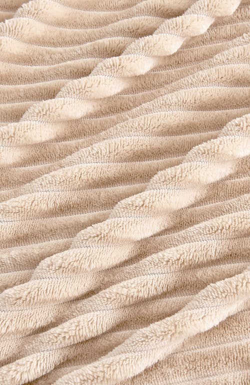 Woven & Weft Ribbed Faux Shearling Reversible Blanket In Cappuccino