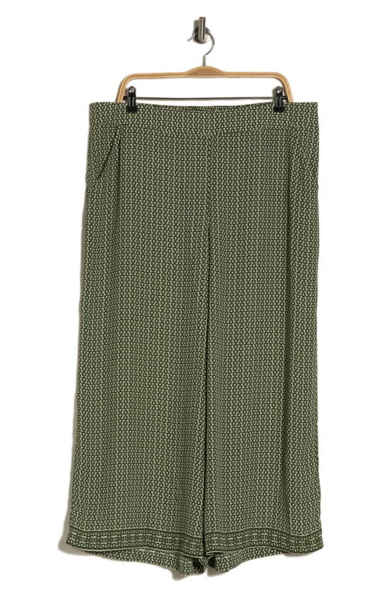 Max Studio Crop Wide Leg Pants In Olive/ Cream Dolly Chains