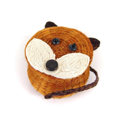 Shop Mbare Animal Lidded Basket In Fox