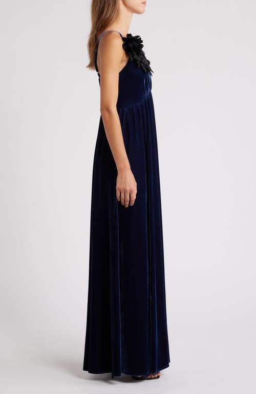 Shop Chelsea28 Flower Camisole Velvet Gown In Navy Night