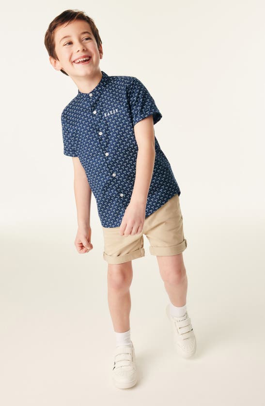 Shop Baker By Ted Baker Kids' Dot Print Short Sleeve Cotton Button-up Shirt In Blue