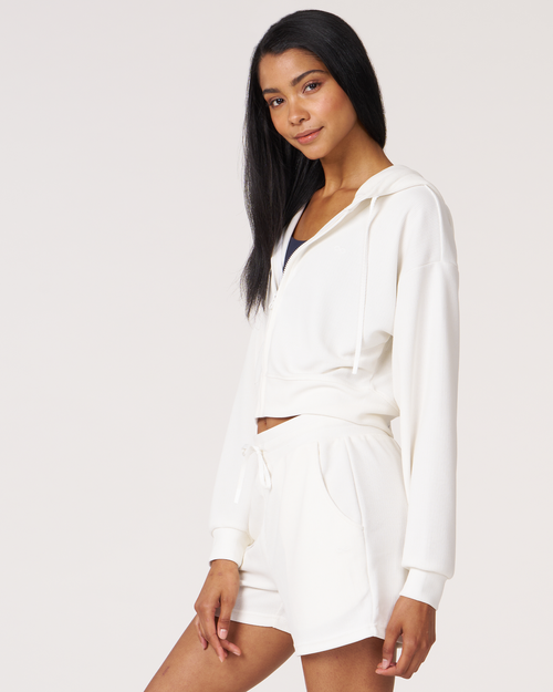 Shop Rebody Active Retreat Waffle Zip Up Jacket In White