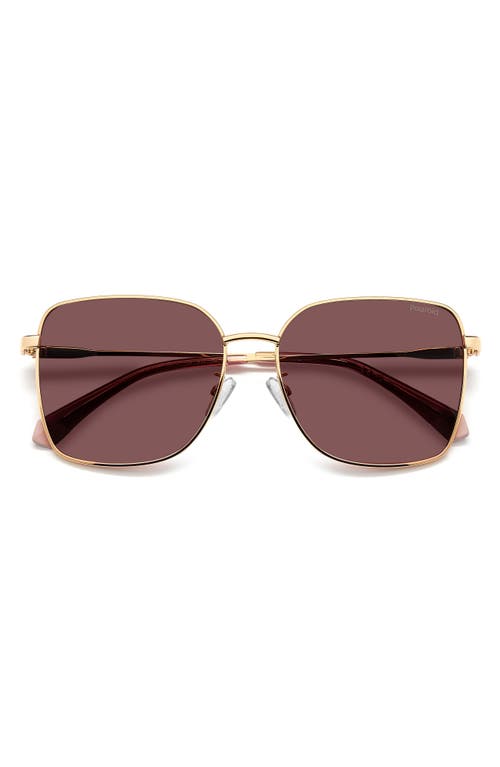 Shop Polaroid 58mm Polarized Rectangular Sunglasses In Gold Burgundy/violet Polar