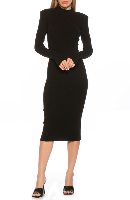 Alexia Admor Eliah Long Sleeve Knit Midi Dress In Black