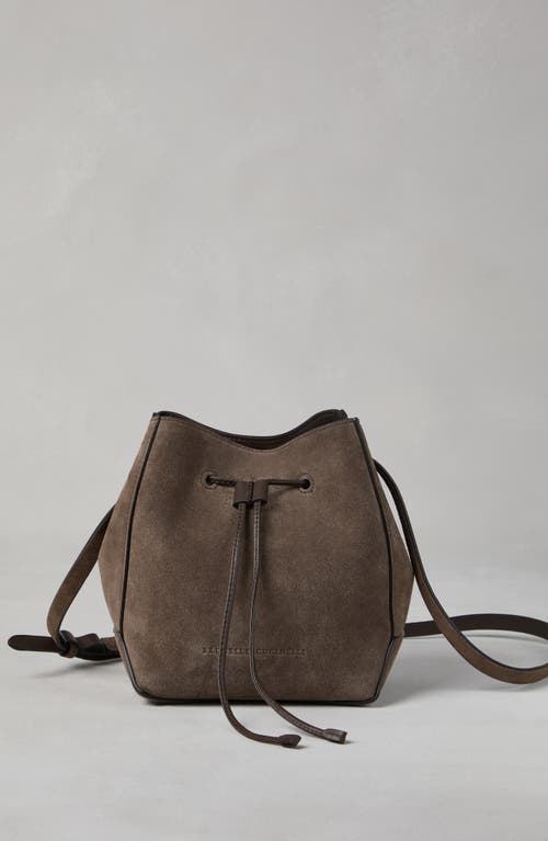 BRUNELLO CUCINELLI BRUNELLO CUCINELLI SUEDE BUCKET BAG WITH MONILI 