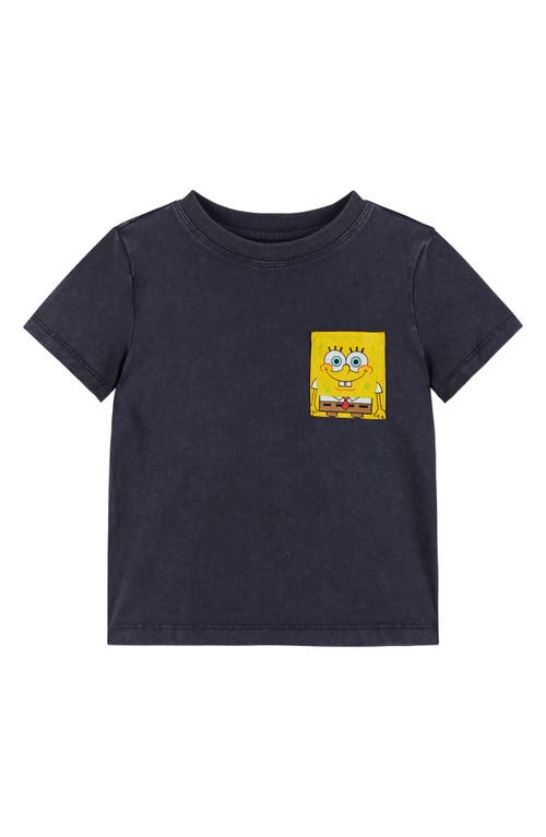 Shop Andy & Evan Kids' Spongebob Squarepants™ Acid Wash Patch Pocket T-shirt In Navy