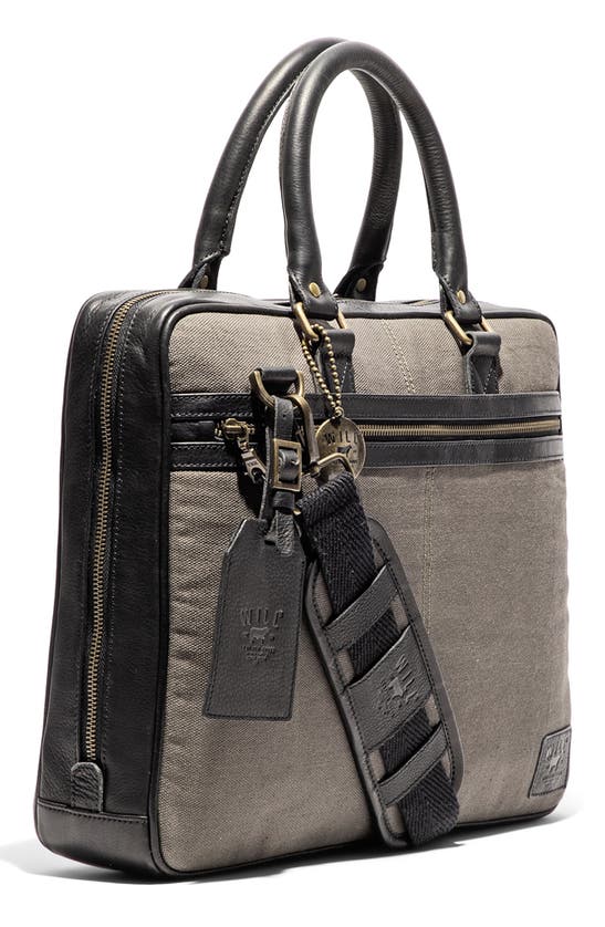 Shop Will Leather Goods Commuter Slim Briefcase In Charcoal/ Black