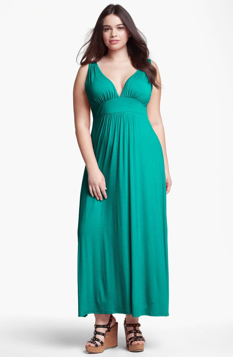 Loveappella V-Neck Jersey Maxi Dress (Plus Size) | Nordstrom
