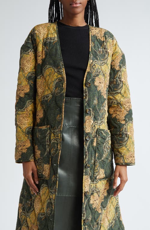 Shop Ulla Johnson Theo Quilted Silk Coat In Alpine